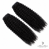 Brazilian clip-in hair extensions in a standard bundle, featuring body wave texture and natural dark brown color.
