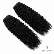 Brazilian clip-in hair extensions in a standard bundle, featuring body wave texture and natural dark brown color.