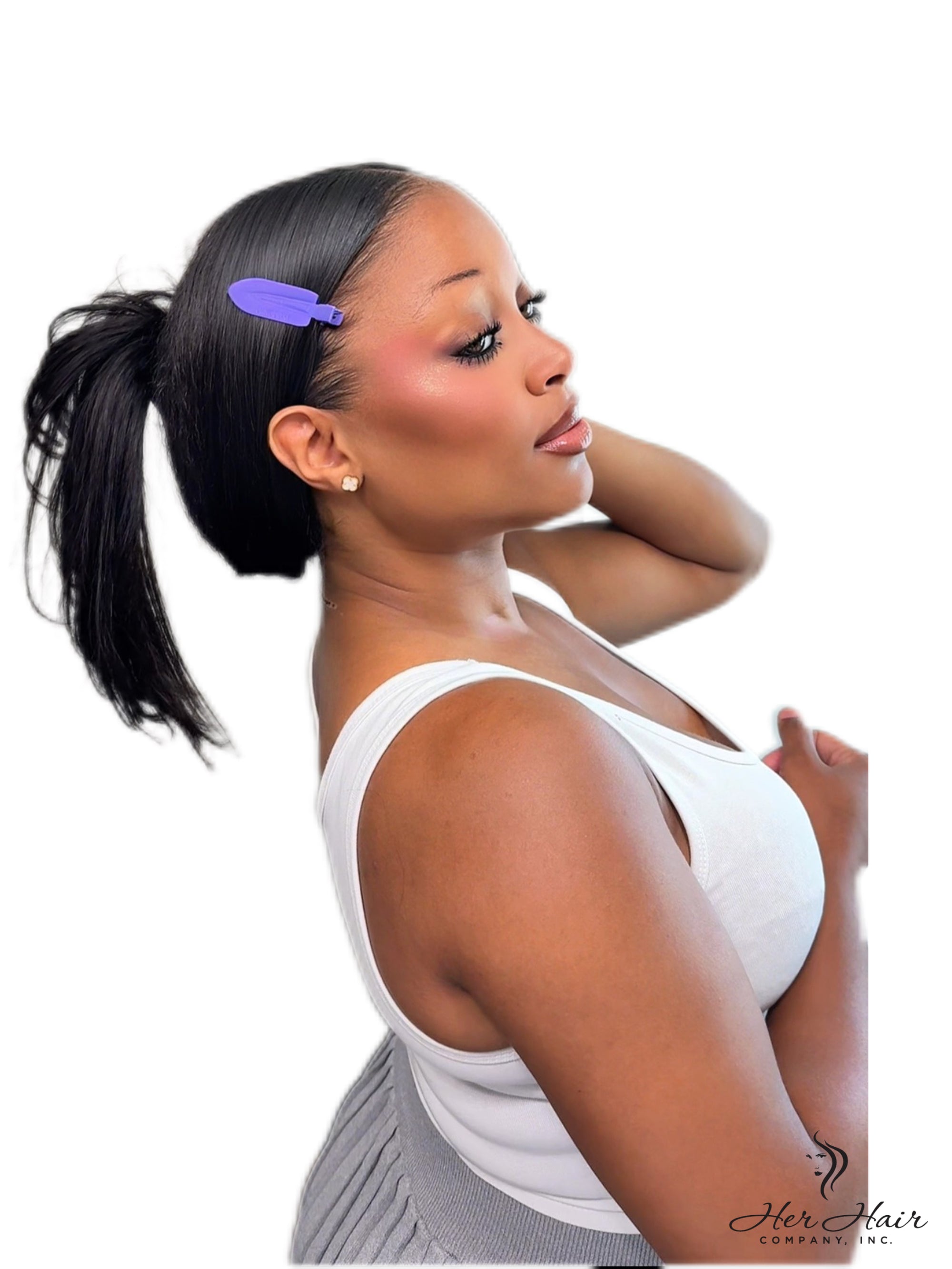 Brazilian Clip-In Hair Extensions Standard Bundle, natural straight hair with clips for easy attachment and seamless blending.