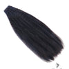 Brazilian clip-in hair extensions standard bundle, natural dark brown color, with long, straight Brazilian-style hair clips.