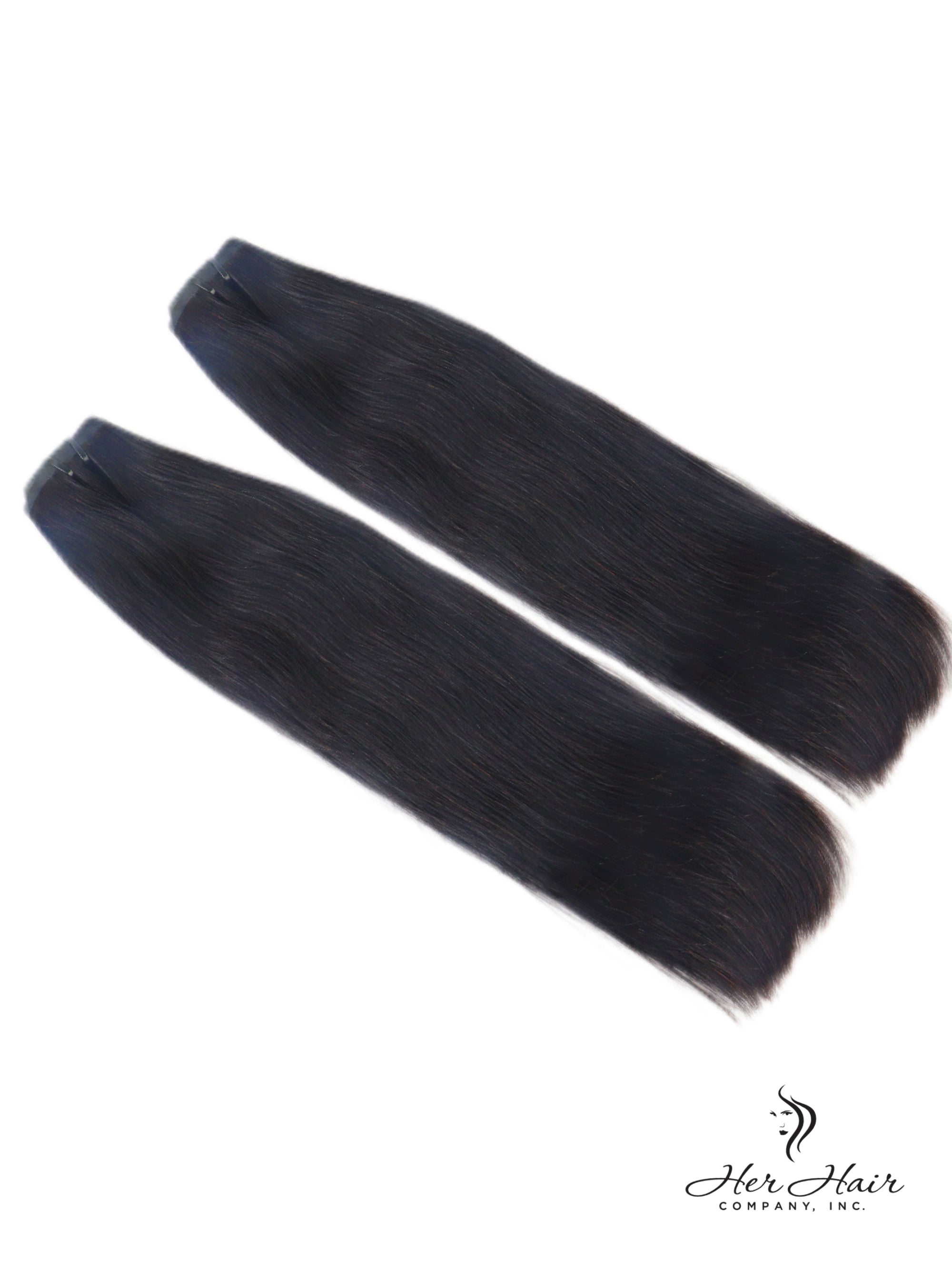 Straight Brazilian clip-in hair extensions in a standard bundle, showcasing smooth, sleek hair clips for easy attachment.