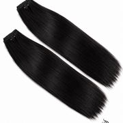 Brazilian clip-in hair extensions in a standard bundle with 16-inch body wave texture, natural-looking and easy to clip in.