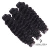 Three bundles of Burmese raw wavy hair in a standard bundle deal, showcasing natural dark brown, wavy hair extensions.