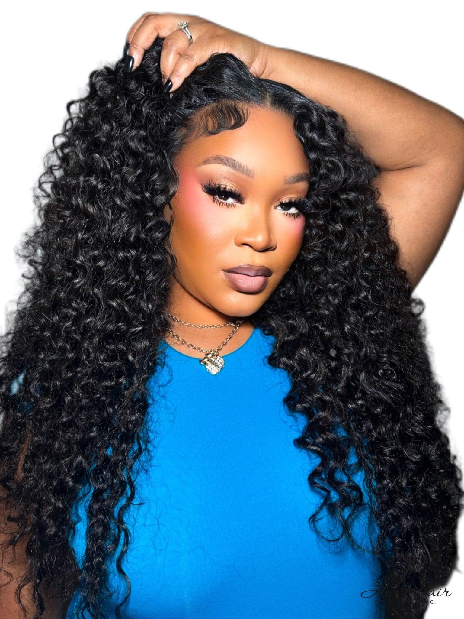 Burmese raw wavy hair bundles from Her Hair Company, showing 16, 18, and 20-inch standard hair bundles in a 3-pack deal.