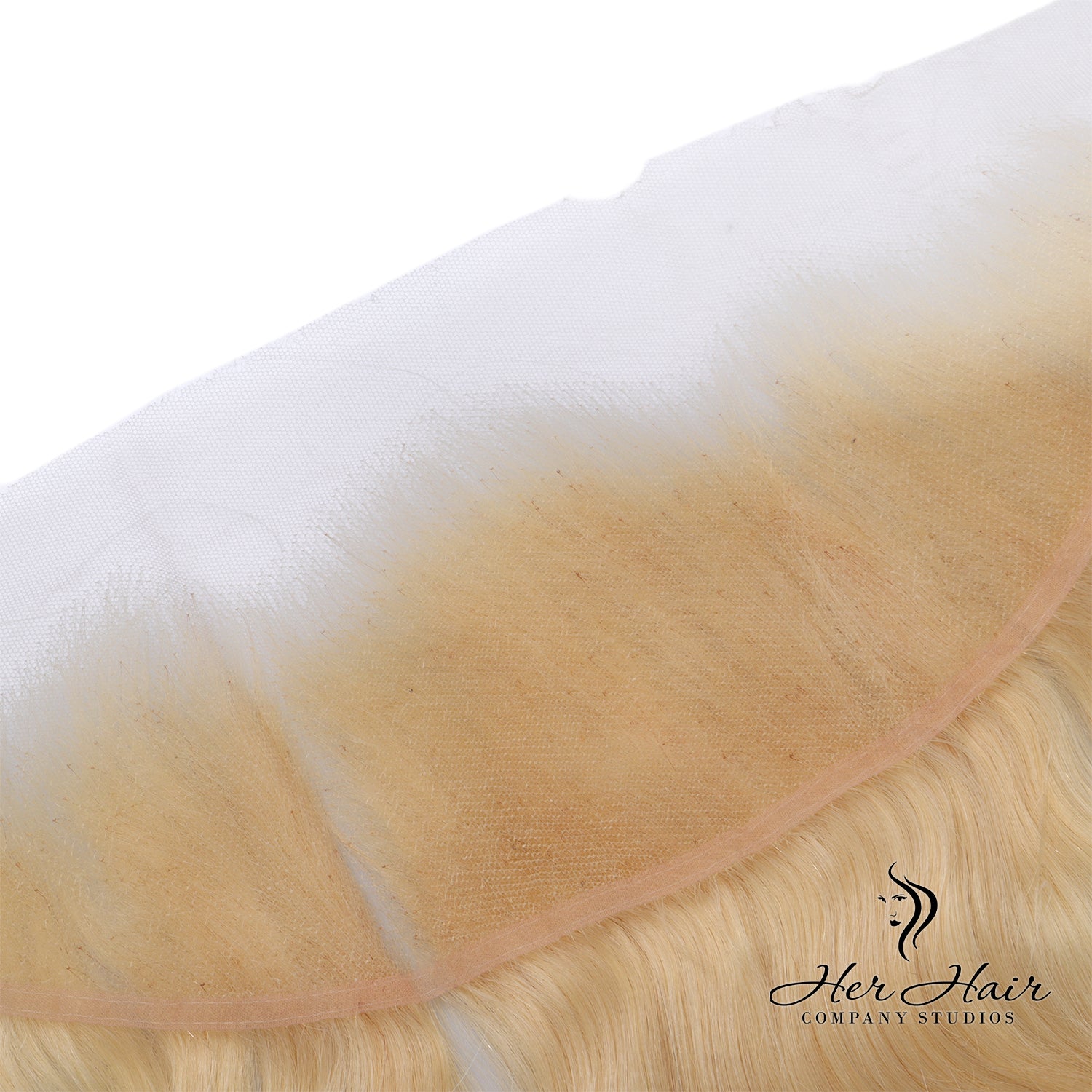 Brazilian 613# 13x4 lace frontal closure, highlighting light blonde color and detailed lace mesh for natural hairline.