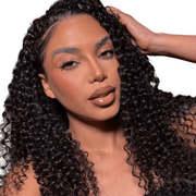 Deep curly crochet hair bundle by Her Hair Company featuring natural, voluminous virgin curly crochet hair for easy styling.