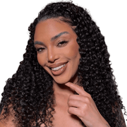 Deep curly crochet hair bundle by Her Hair Company, showing virgin deep curly crochet hair with textured curls and natural shine.
