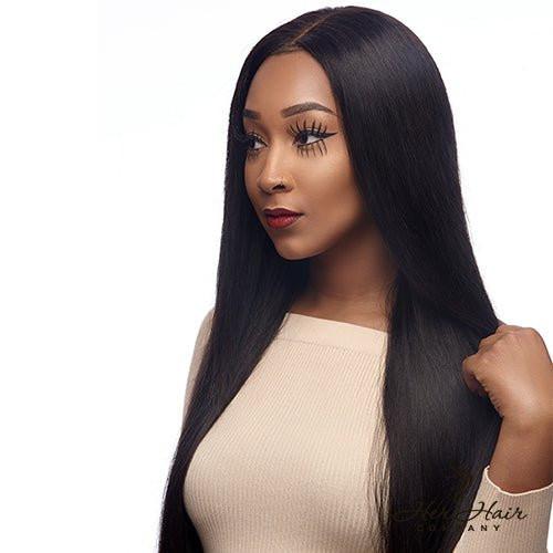 Brazilian straight hair bundle from Her Hair Company, 1 standard bundle showing silky, straight hair texture.