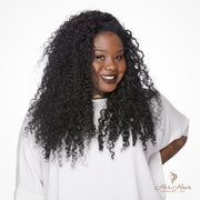 Brazilian Deep Curly Hair bundle by Her Hair Company, showing a full, natural deep curly hair bundle in standard size.