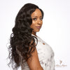 Brazilian wavy hair bundle from Her Hair Company, showing luxurious, natural wave pattern and silky texture.