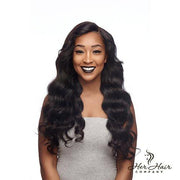 Three bundles of Brazilian Body Wave Hair in 10-inch lengths from vendor-unknown, showing the wavy texture and full bundles.
