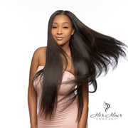 Three bundles of Burmese raw straight hair in a standard bundle deal, displayed neatly with visible hair texture and packaging.