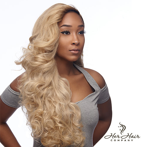 Eurasian 613 blonde hair bundle from Vendor-unknown, showing a standard bundle of straight, light blonde hair for weaves or extensions.