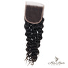 Brazilian deep curly 4x4 HD lace closure, standard frontal closure with natural deep curl pattern, lightweight and seamless fit.